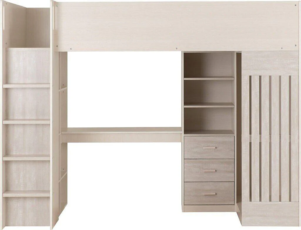 Luna Children's High Sleeper Bed, White & Grey - Image 6