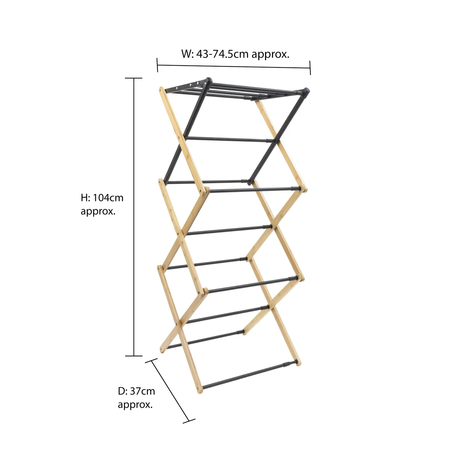 JVL Bamboo Extendable 3 Tier Concertina Laundry Clothes Airer, 8M - Image 11