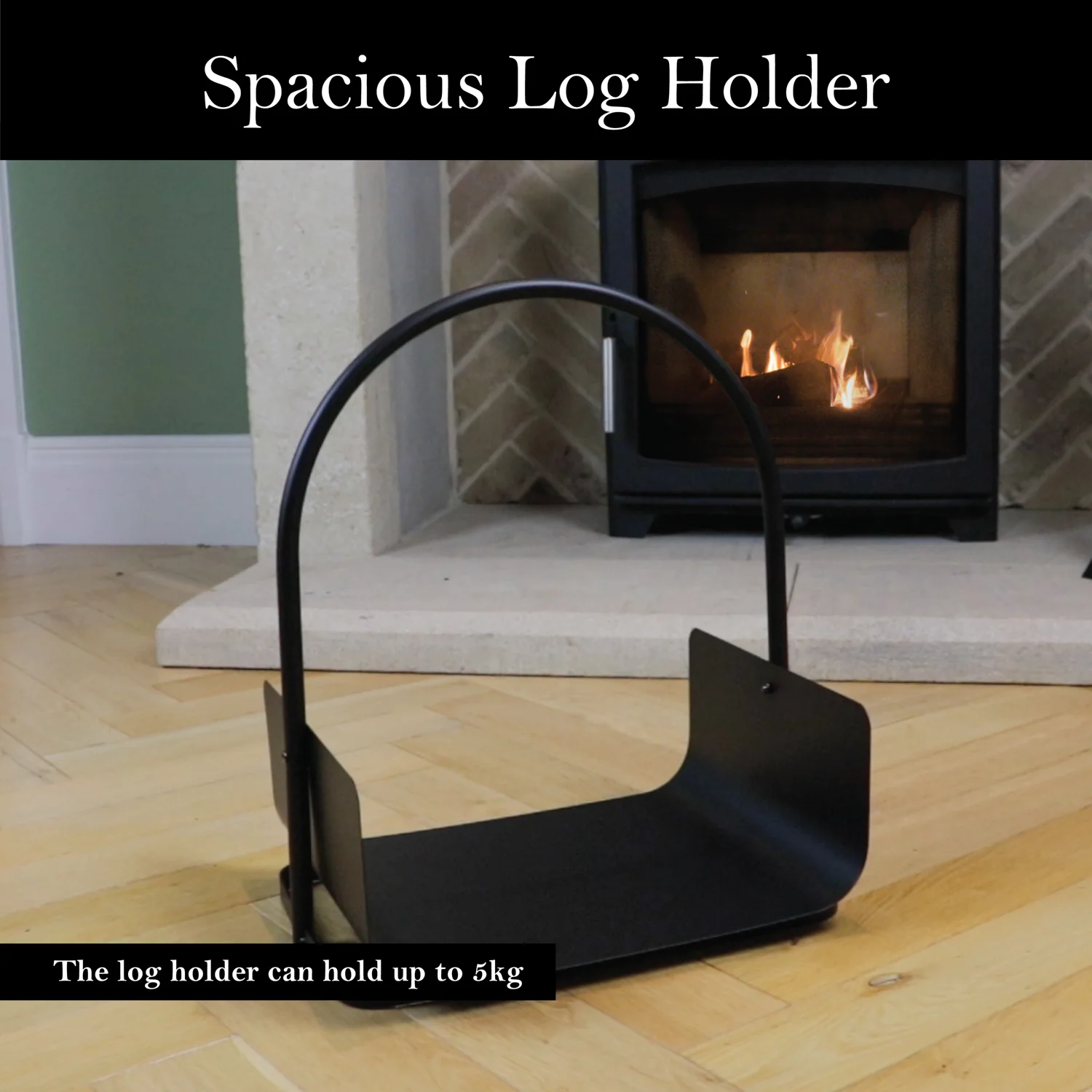 JVL Conway Black Fireside Log Holder - Image 5