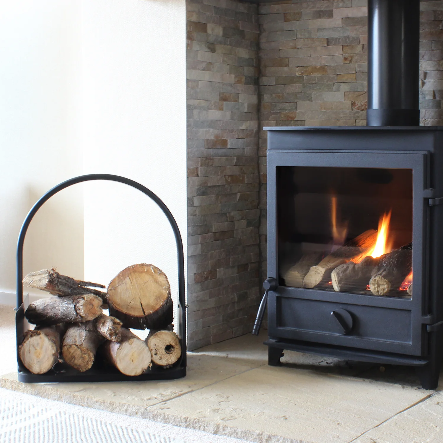 JVL Conway Black Fireside Log Holder - Image 7