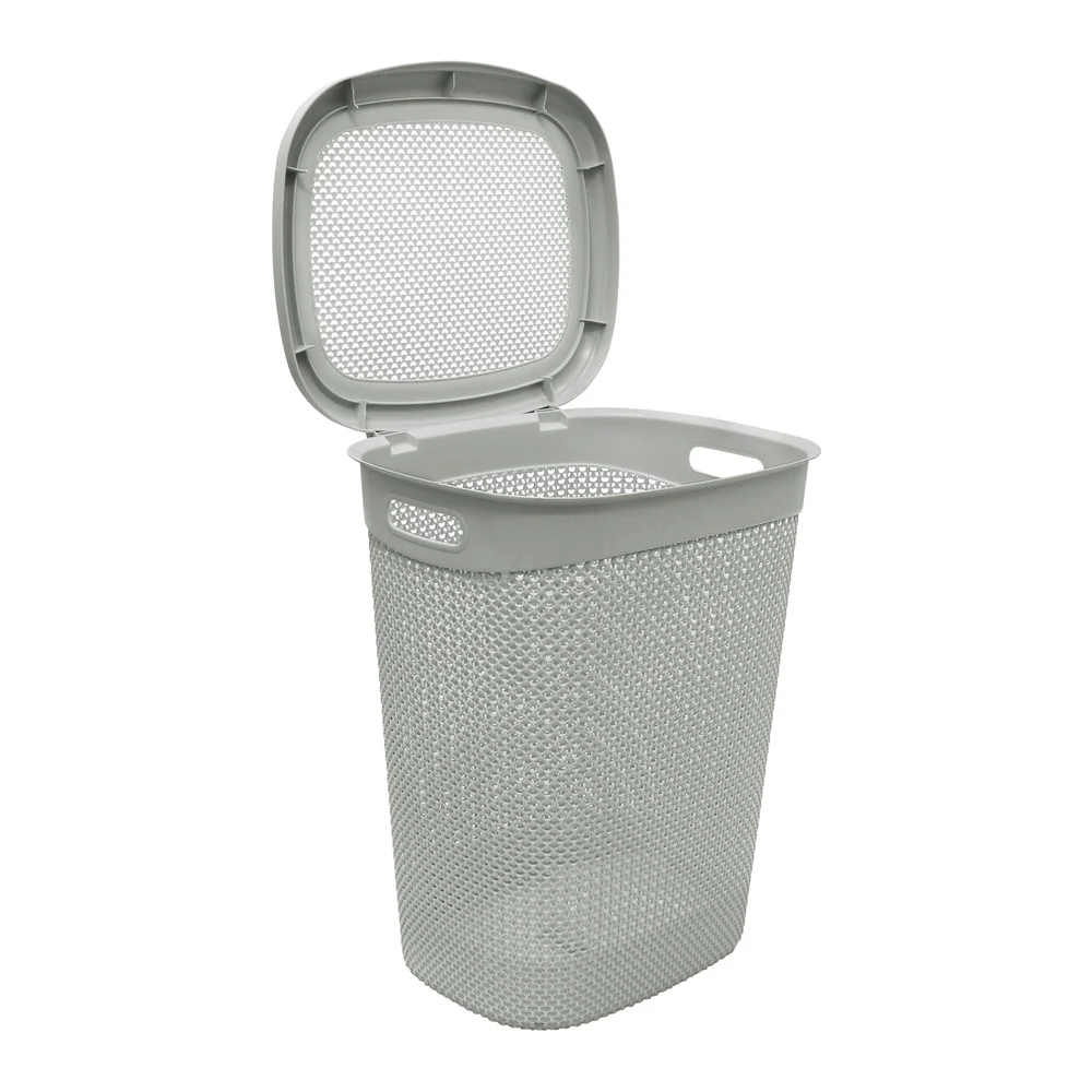 JVL Droplette 52L Plastic Laundry Linen Basket, Ice Grey - Image 3