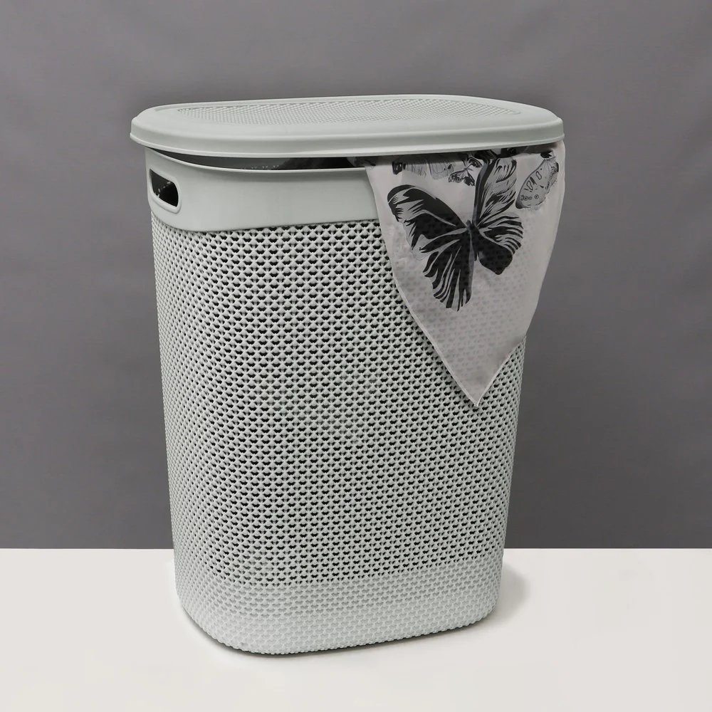 JVL Droplette 52L Plastic Laundry Linen Basket, Ice Grey - Image 7
