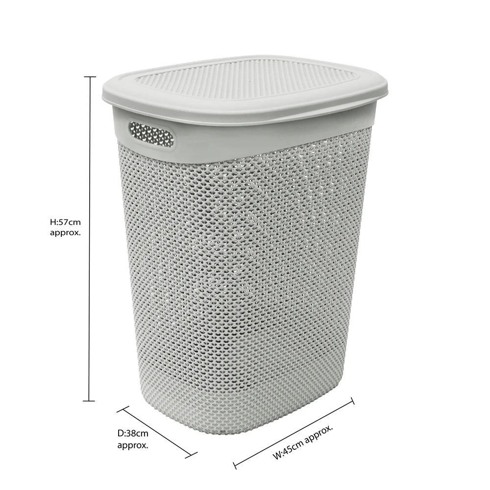 JVL Droplette 52L Plastic Laundry Linen Basket, Ice Grey - Image 8