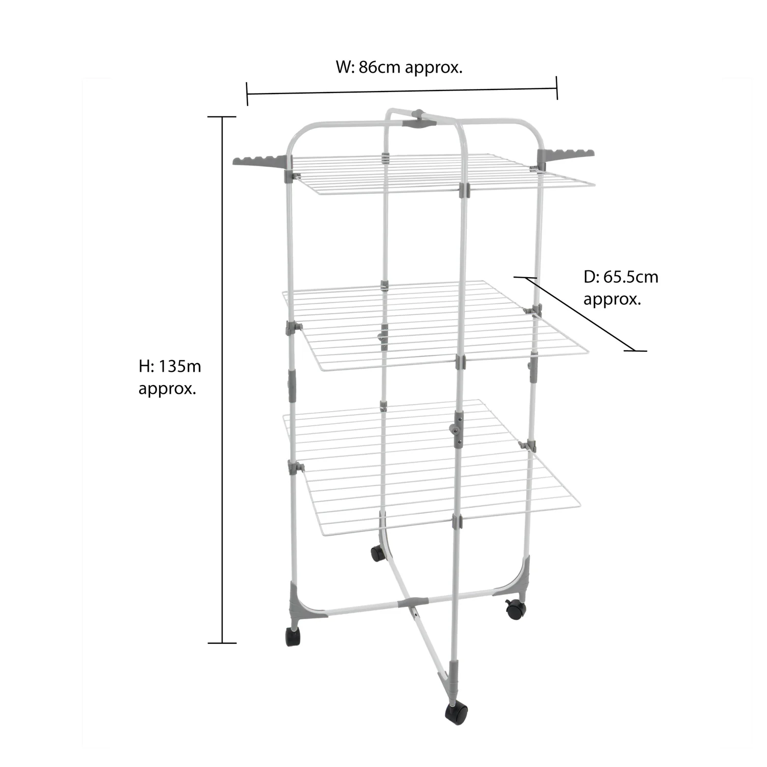 JVL Foldable 3 Tier Laundry Wshing Clothes Drying Rack, 28M - Image 6
