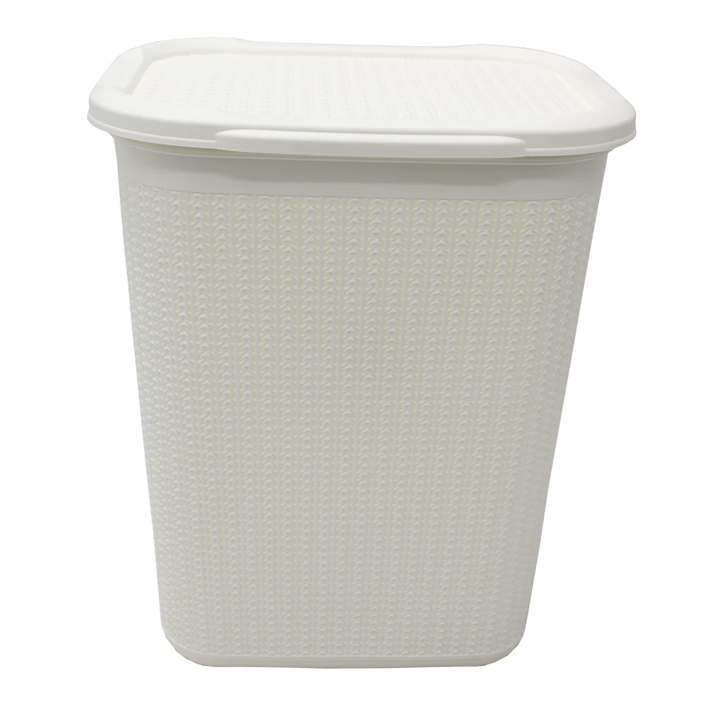 JVL Loop 50L Plastic Laundry Linen Basket, White