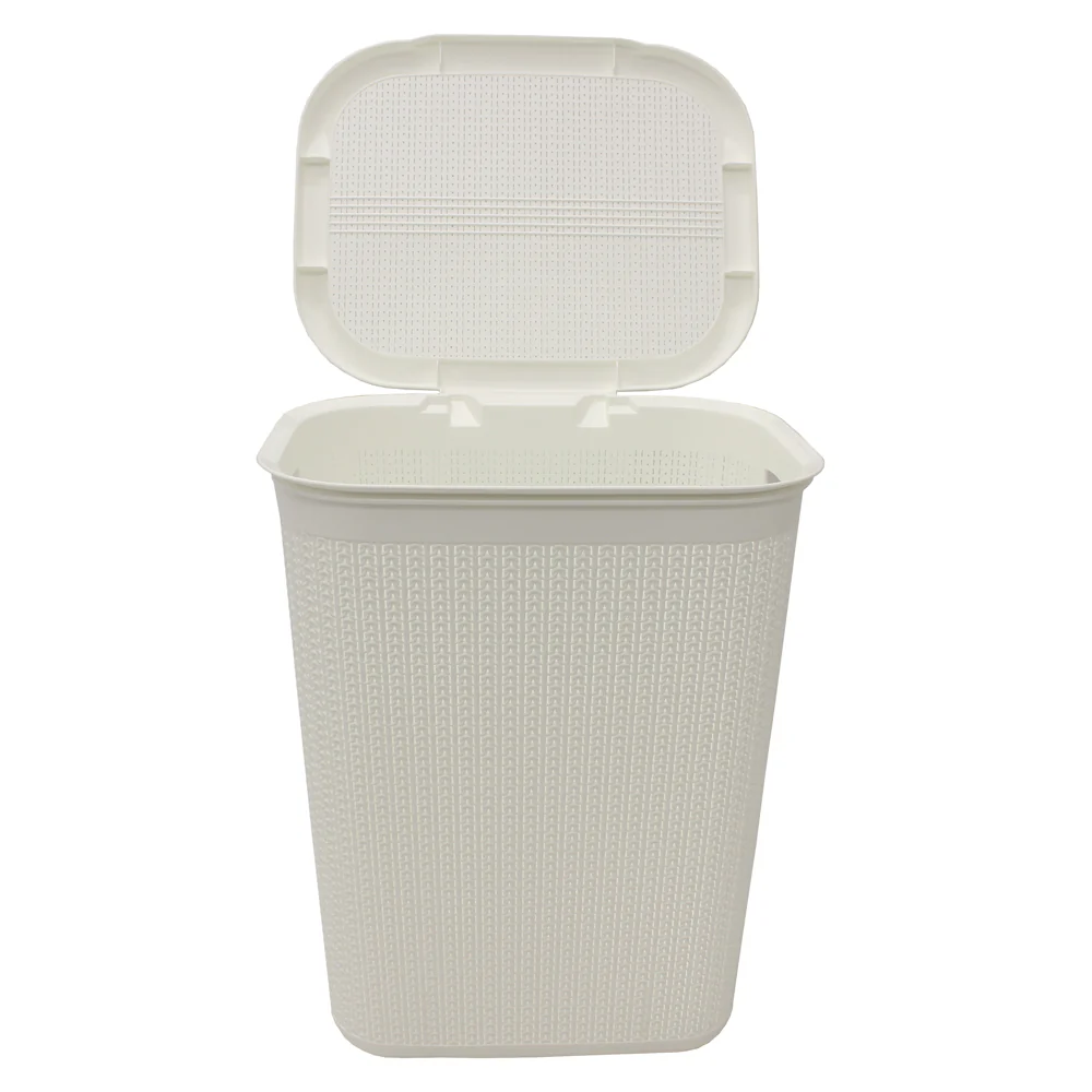 JVL Loop 50L Plastic Laundry Linen Basket, White - Image 2