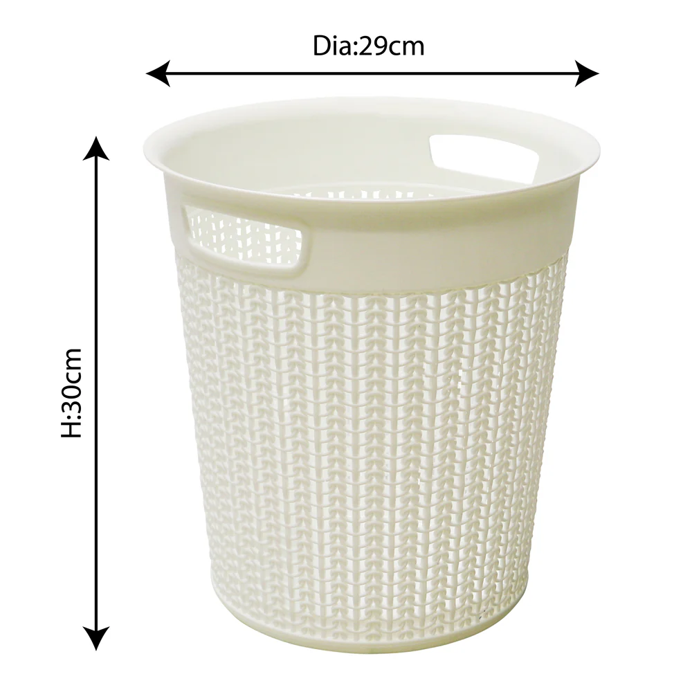 JVL Loop Toilet Brush And Round Open Bin Bathroom Set, White - Image 3