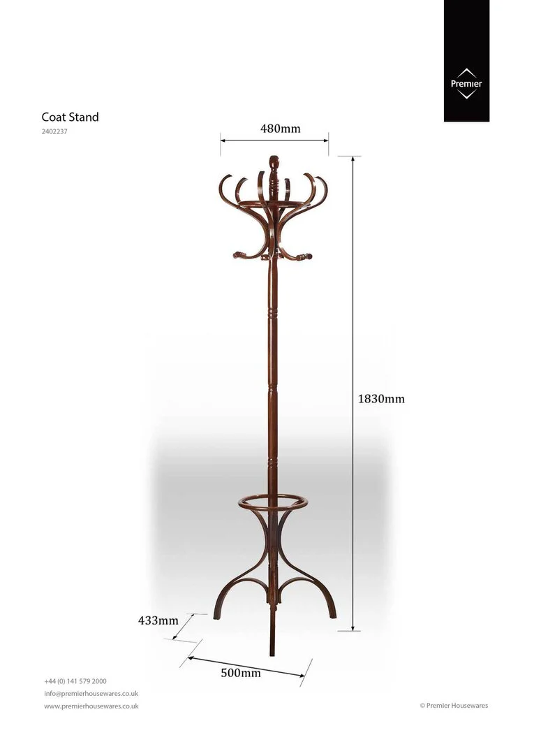 Kennedy Walnut Finish Solid Birchwood Coat Stand - Image 8