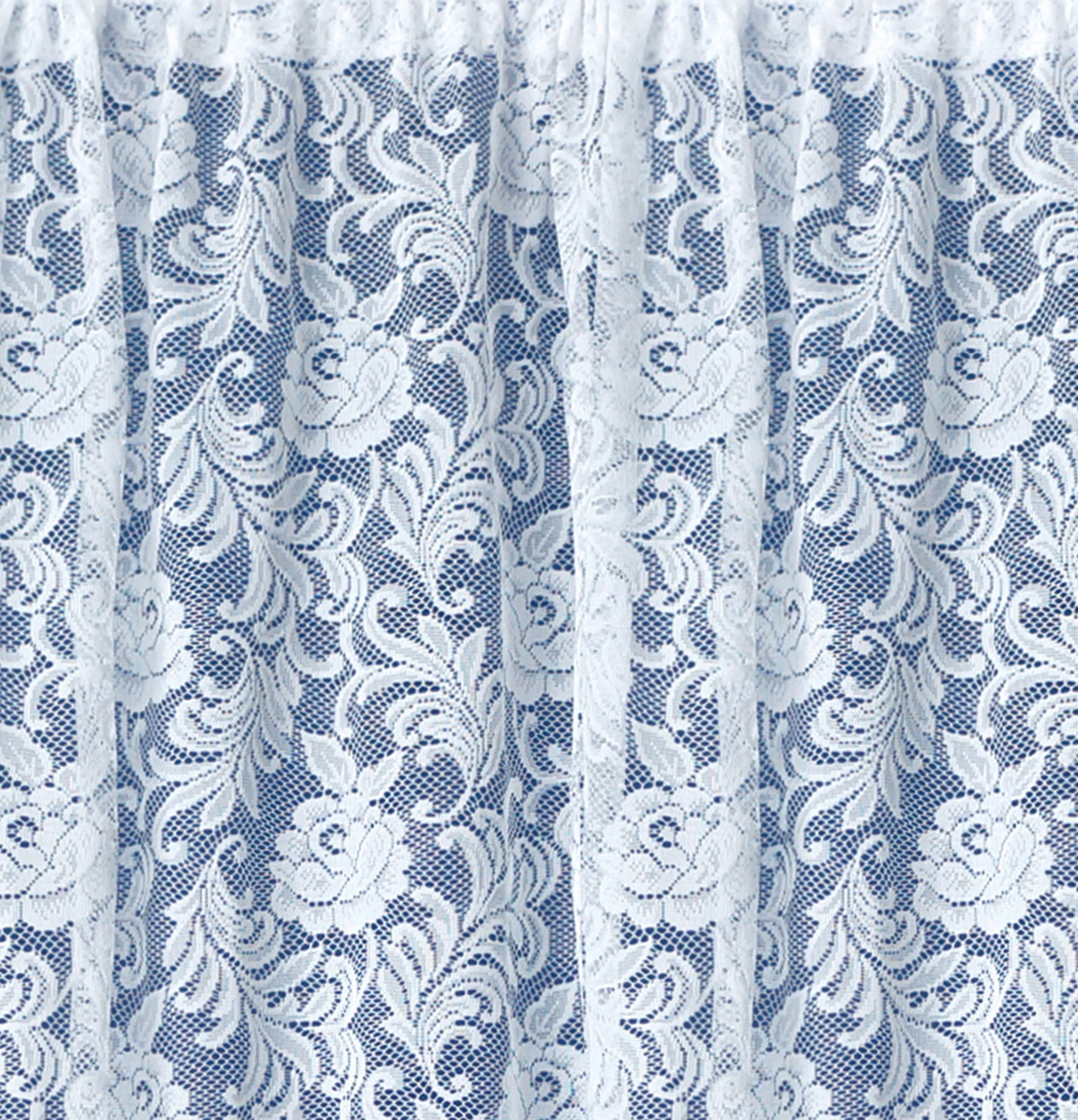 Kew Traditional Floral White Net Curtain Flounce - Image 2