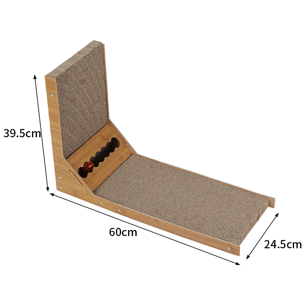 KidKid Corrugated L-shaped Cat Scratcher with Toys - Image 9