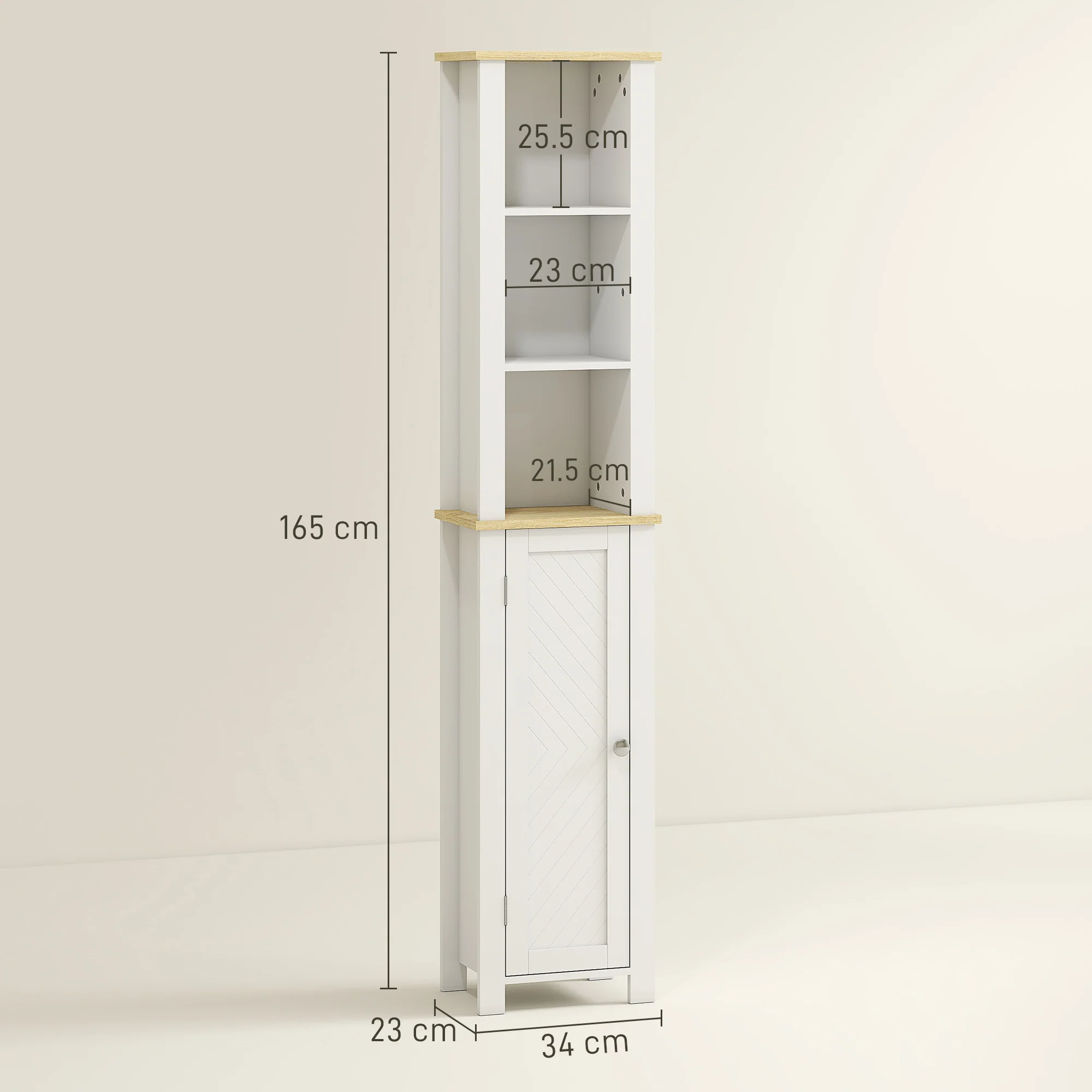 kleankin Slim Bathroom Storage Unit with Open Compartment, White - Image 5