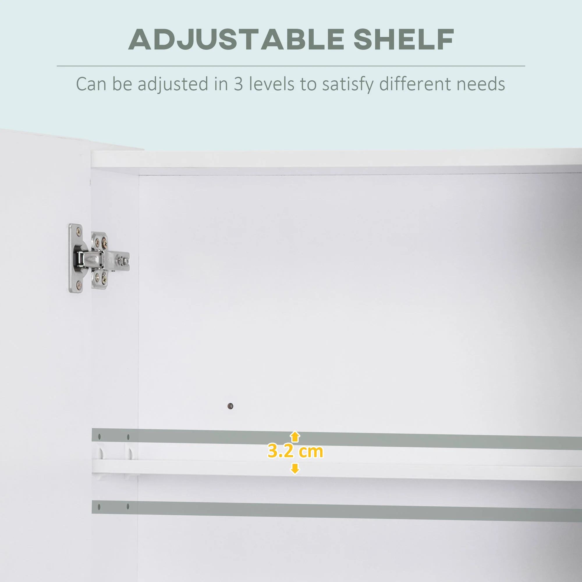 Kleankin Wall Mount Medicine Cabinet With Mirror And Adjustable Shelf, White - Image 6