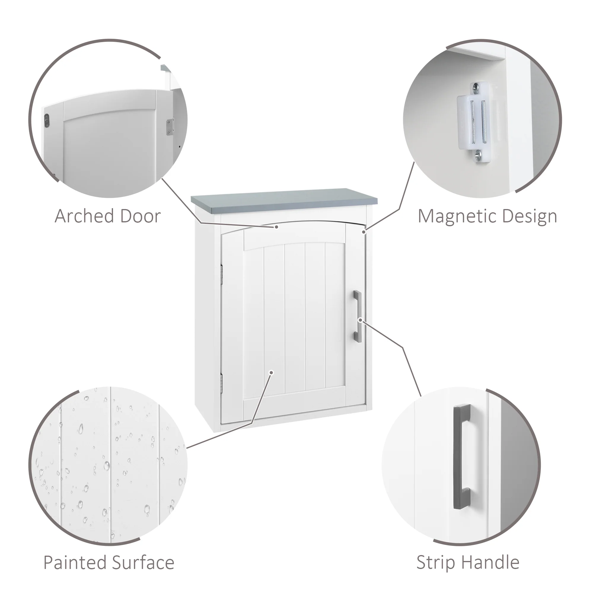 Kleankin Wall Mounted Bathroom Cabinet With Adjustable Shelf, Light Grey - Image 7