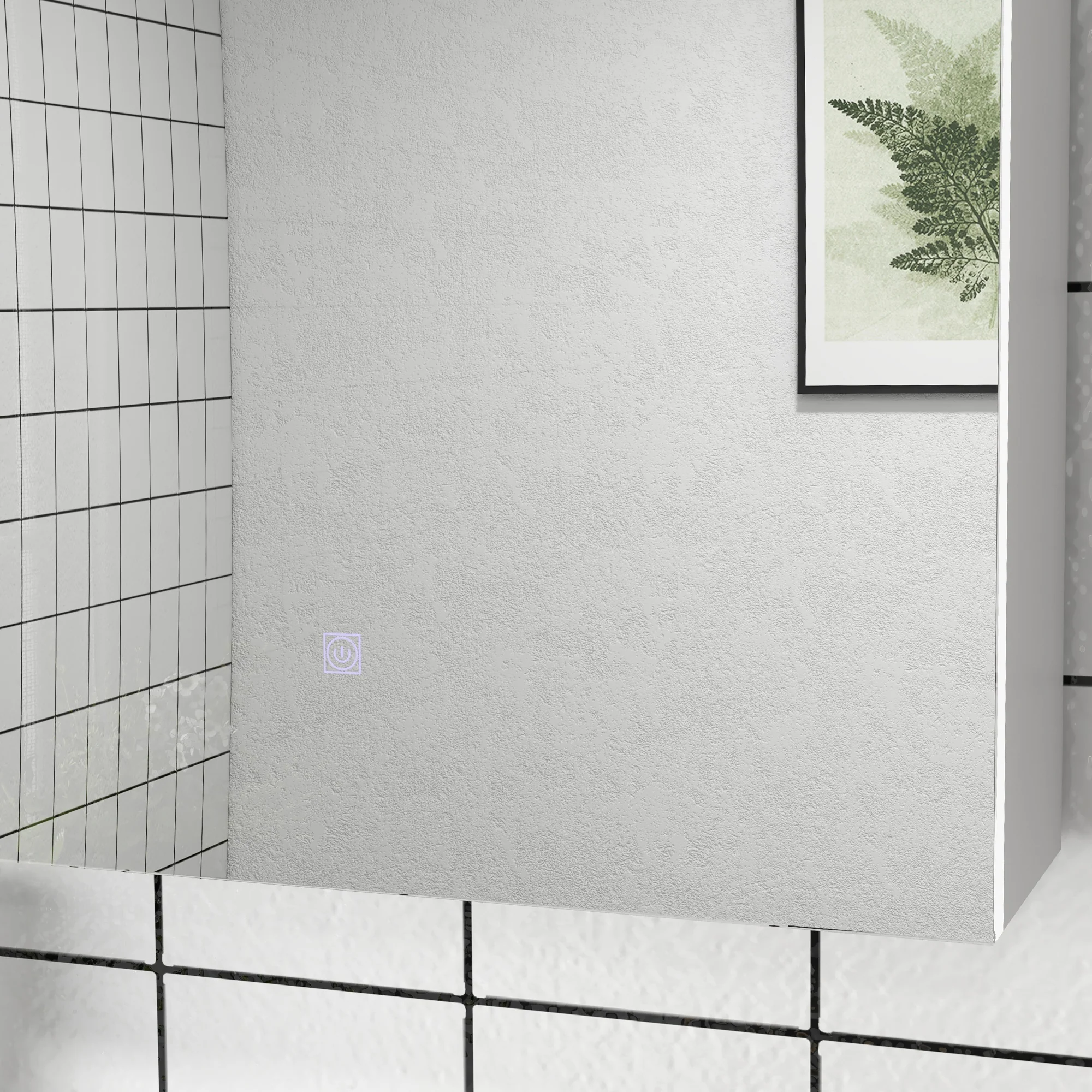 kleankin Wall Mounted Bathroom Storage Cupboard with Mirror, LED Light, USB - Image 9