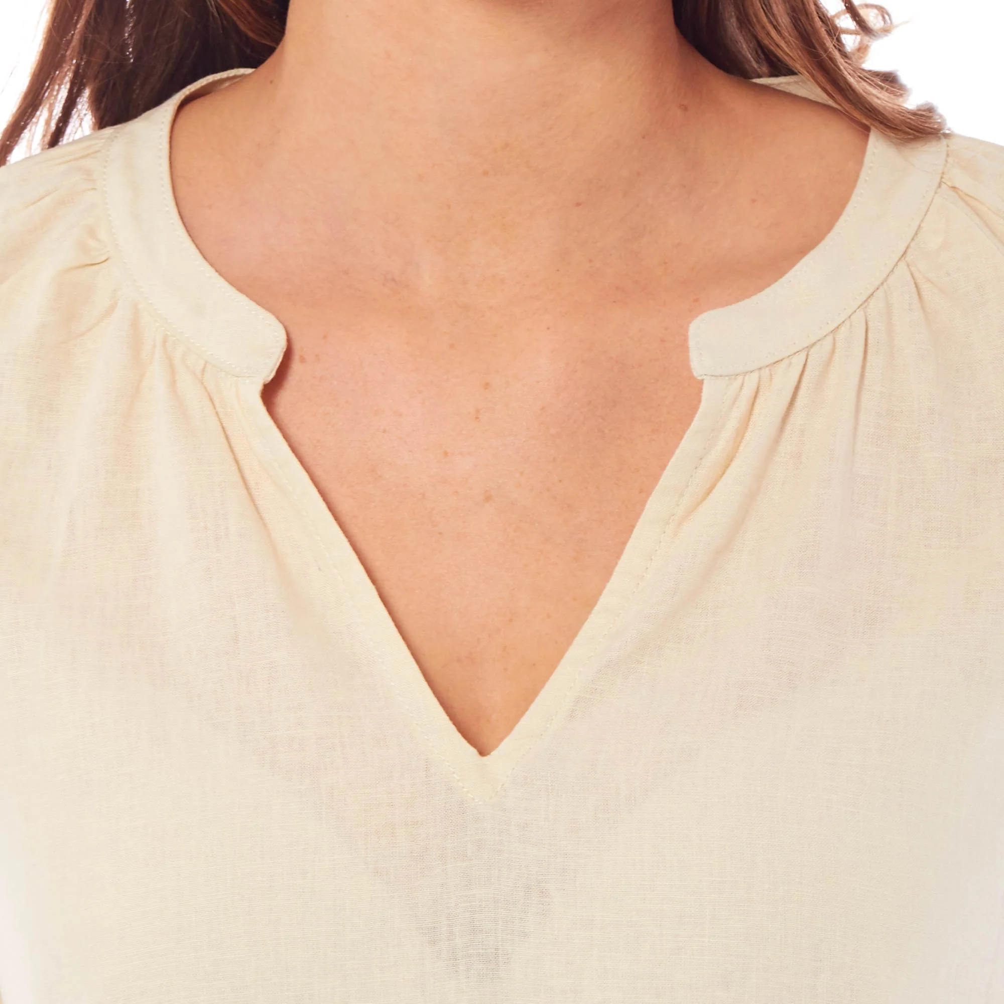 Ladies Linen Top - Cream - Image 3