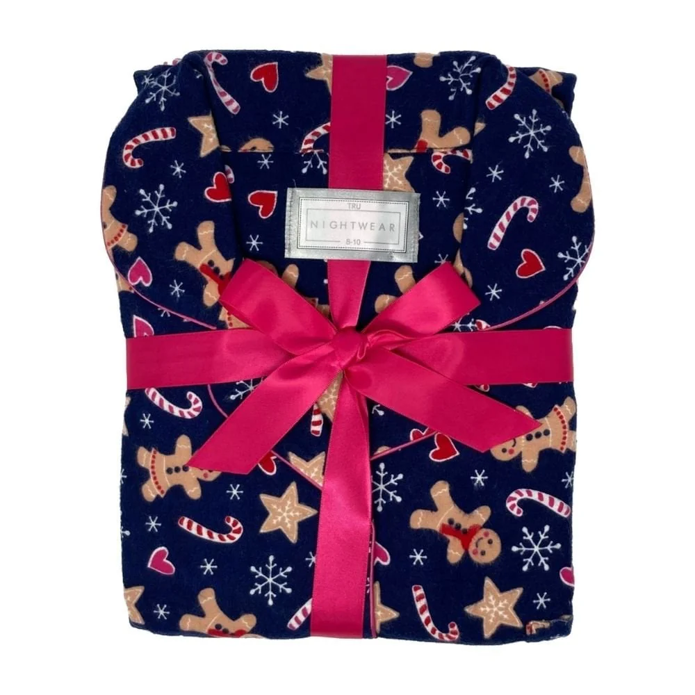 Ladies Purple Novelty Gingerbread Flannel Pyjamas