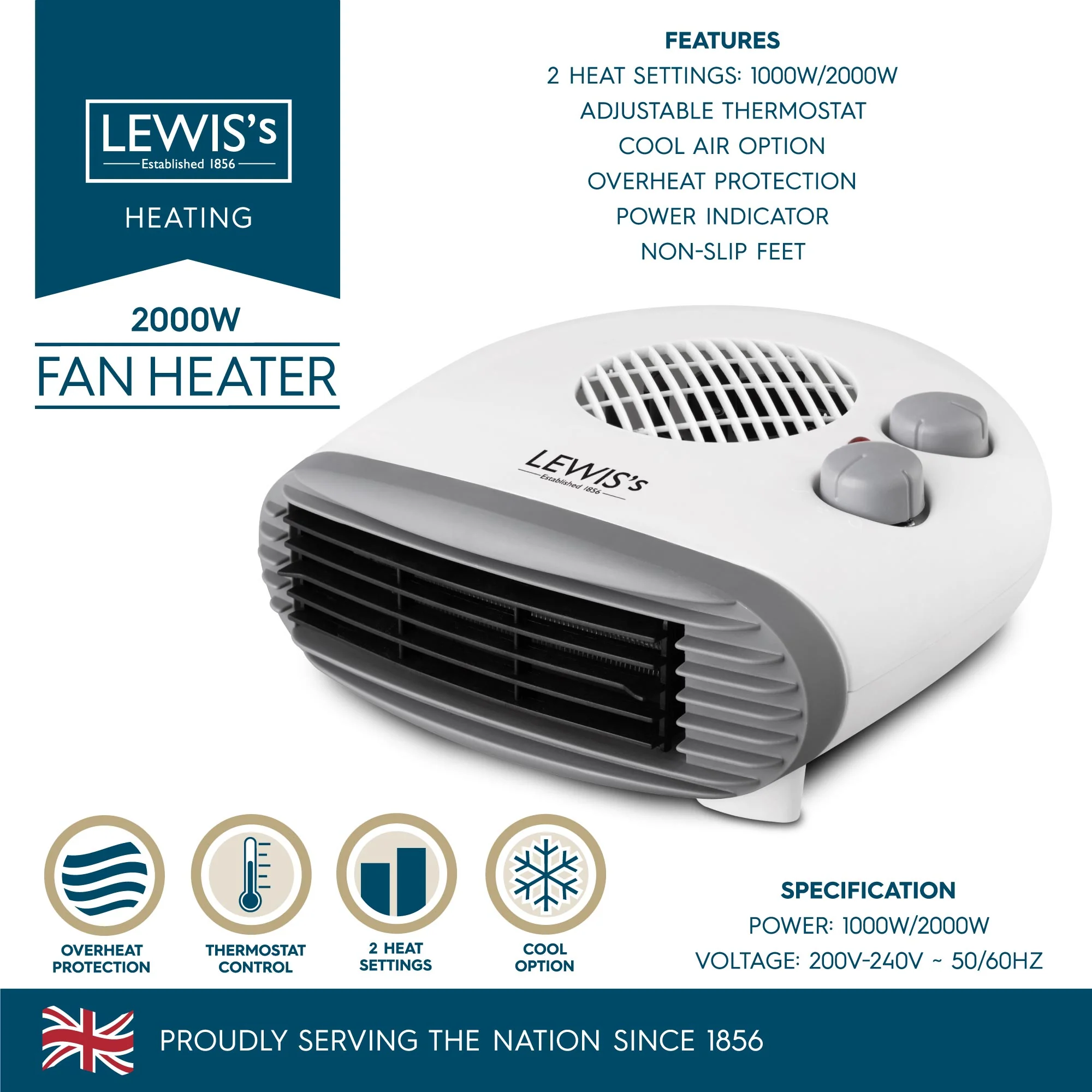 Lewis's 2kw Horizontal Fan Heater - Image 3