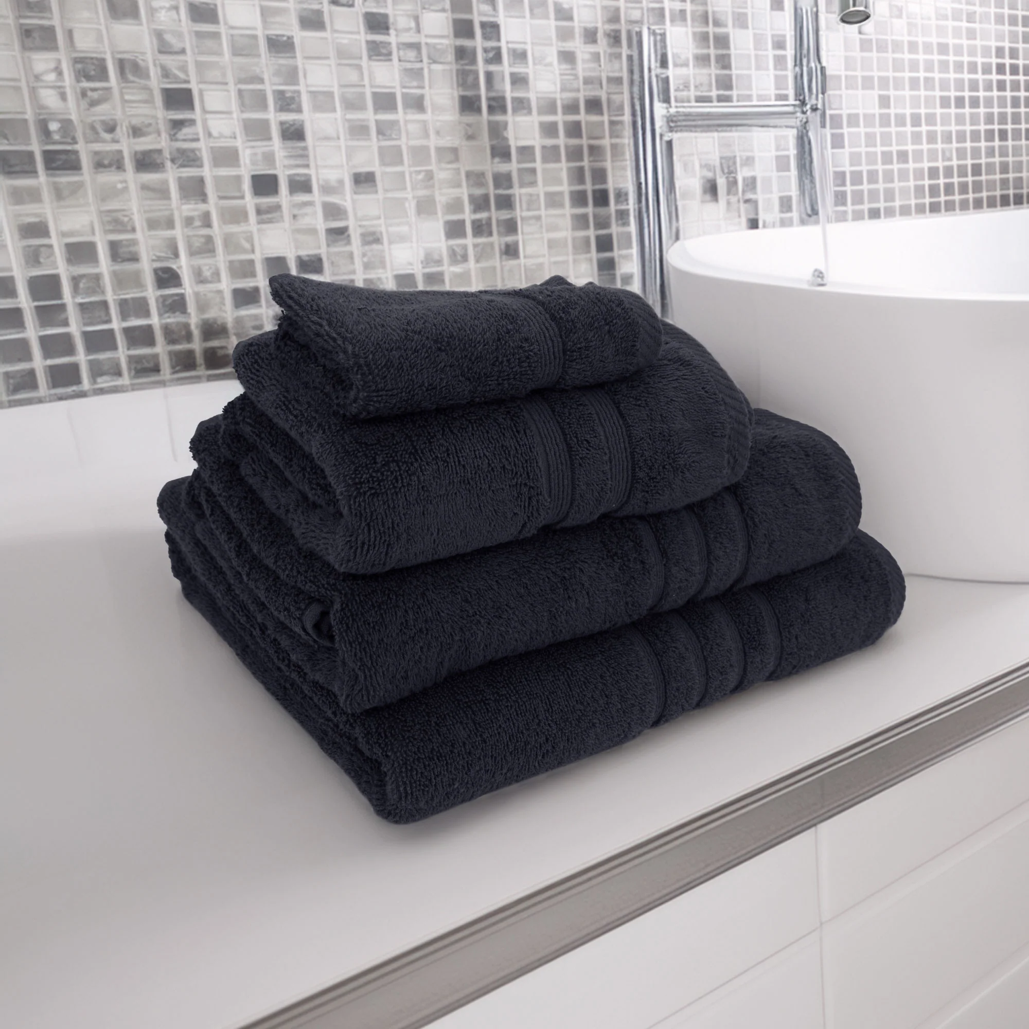 Lewis's Luxury 100% Egyptian Cotton Towel - Navy Blue - Image 2