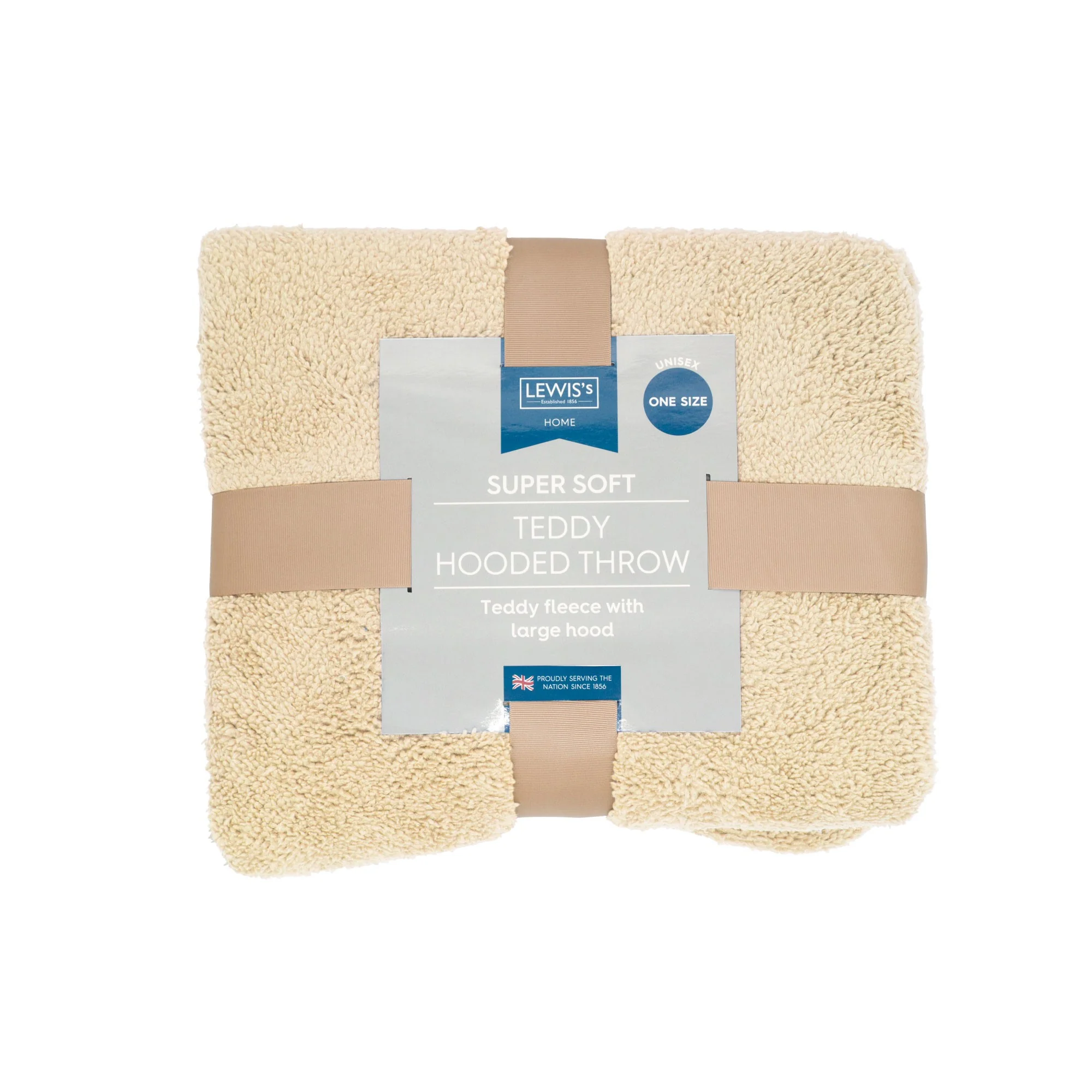 Lewis's Sherpa Fleece Lined Hooded Throw - Natural - Image 2