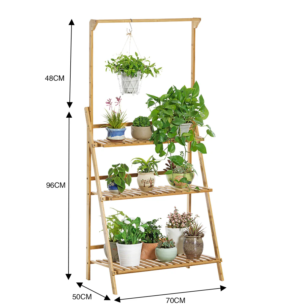 Lifeideas 3-Tier Foldable Wooden Ladder Shelf - Image 7