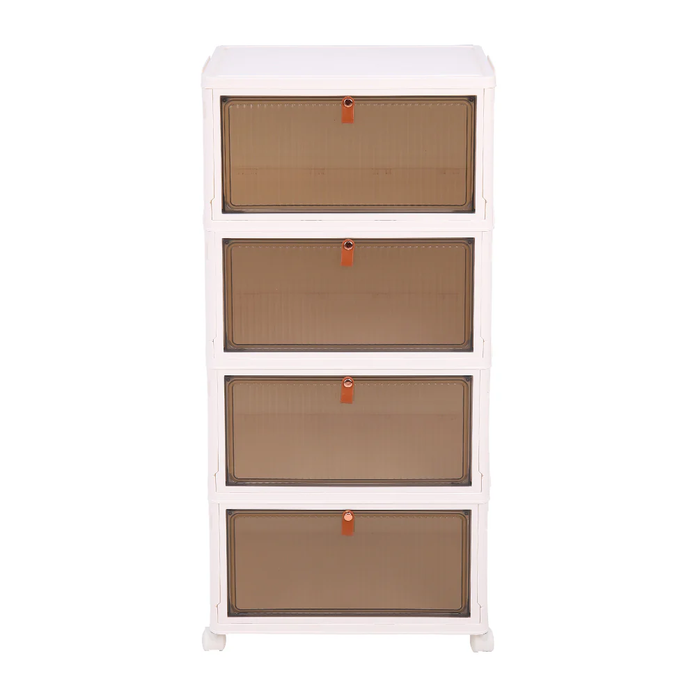 Lifeideas 4-layer Thicken Foldable Shoe Storage Box with Wheels - Image 3