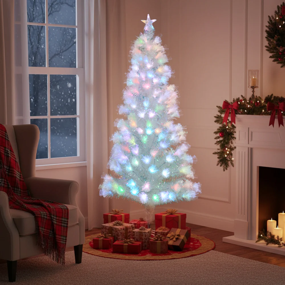 Lifeideas 6FT/1.8M Pre-Lit Artificial Christmas Tree With Foldable Metal Stand - Image 2