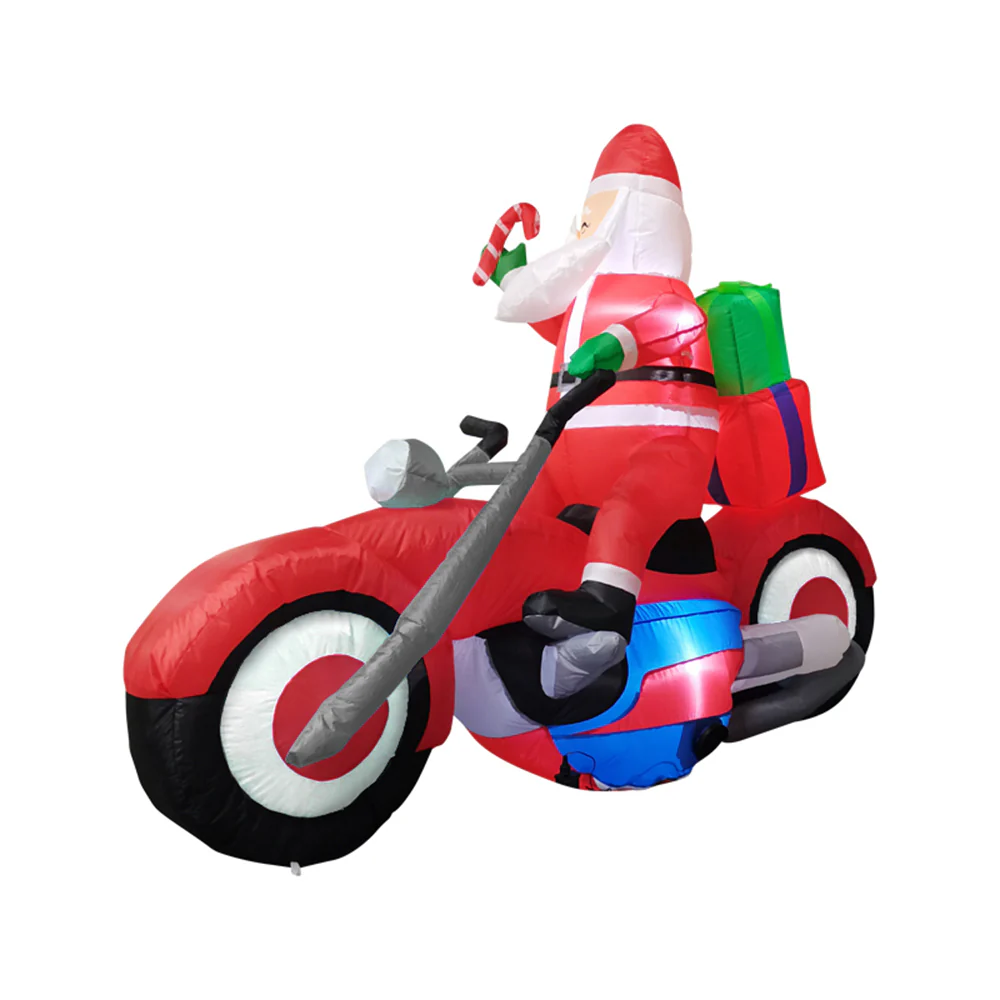 Lifeideas 6FT/1.8M Santa on Motorbike Christmas Inflatable Decoration with LED Lights - Image 6