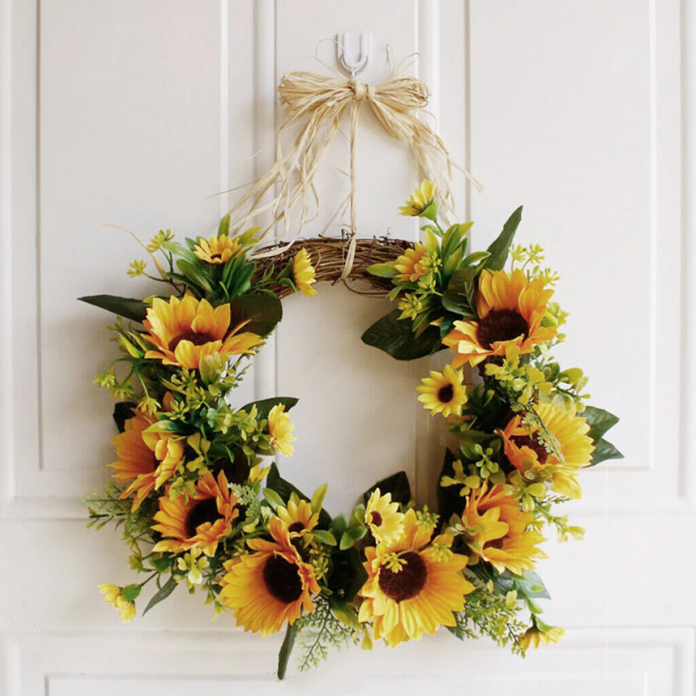 Lifeideas Artificial Sunflower Wreath Hanging Garland for Wedding Decoration - Image 2