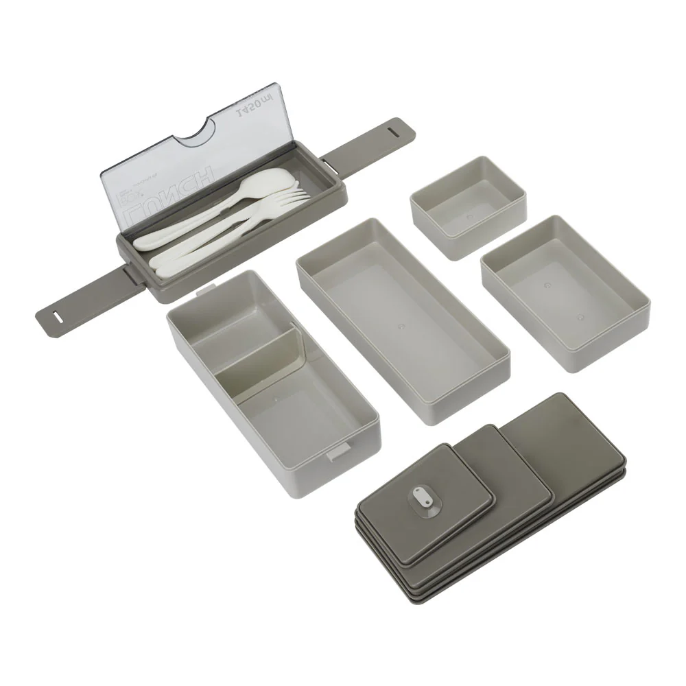 Lifeideas Bento-Style Plastic Lunch Box with Cutlery 3-Layer - Image 6