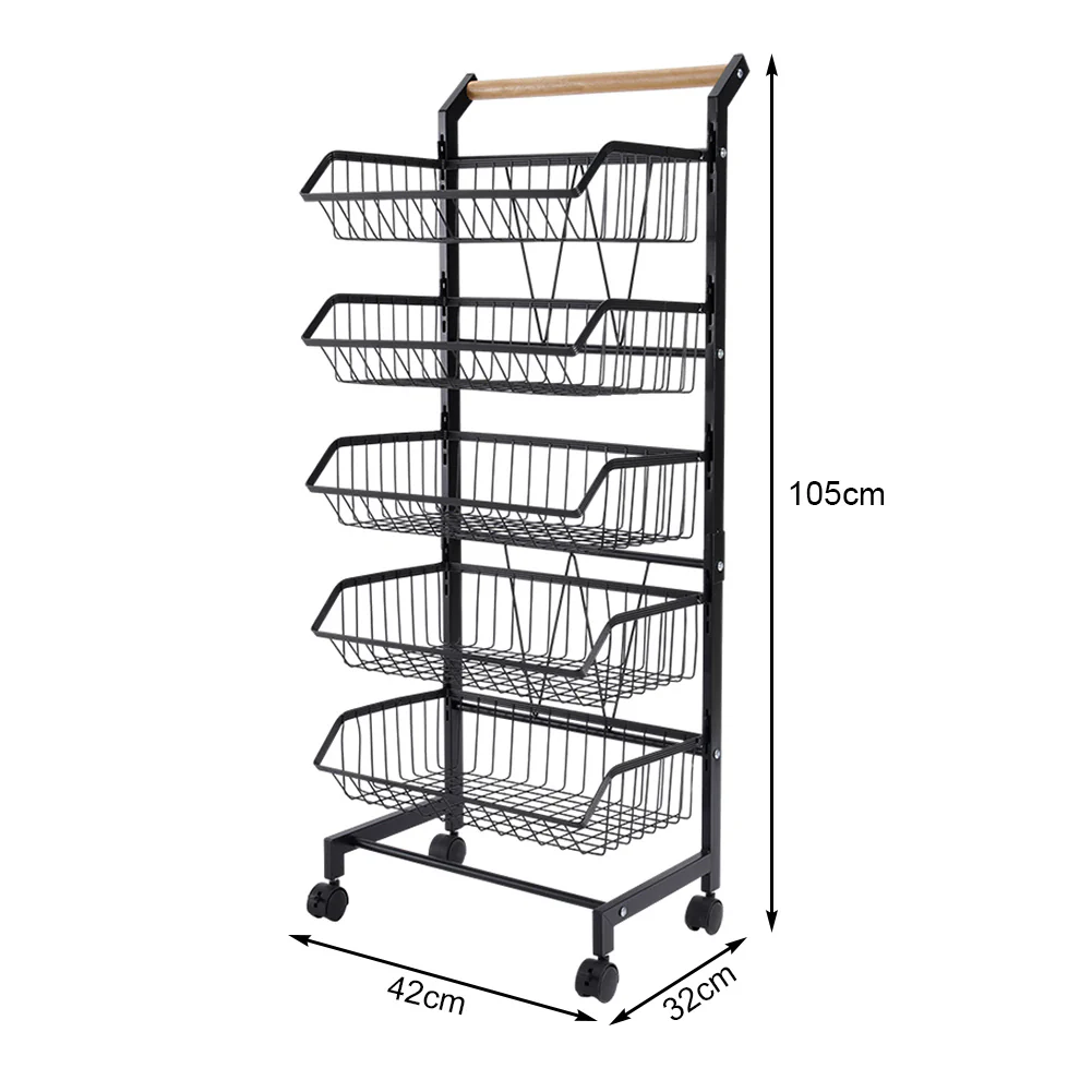 Lifeideas Carbon Steel Kitchen Trolley with Wheels - Image 3