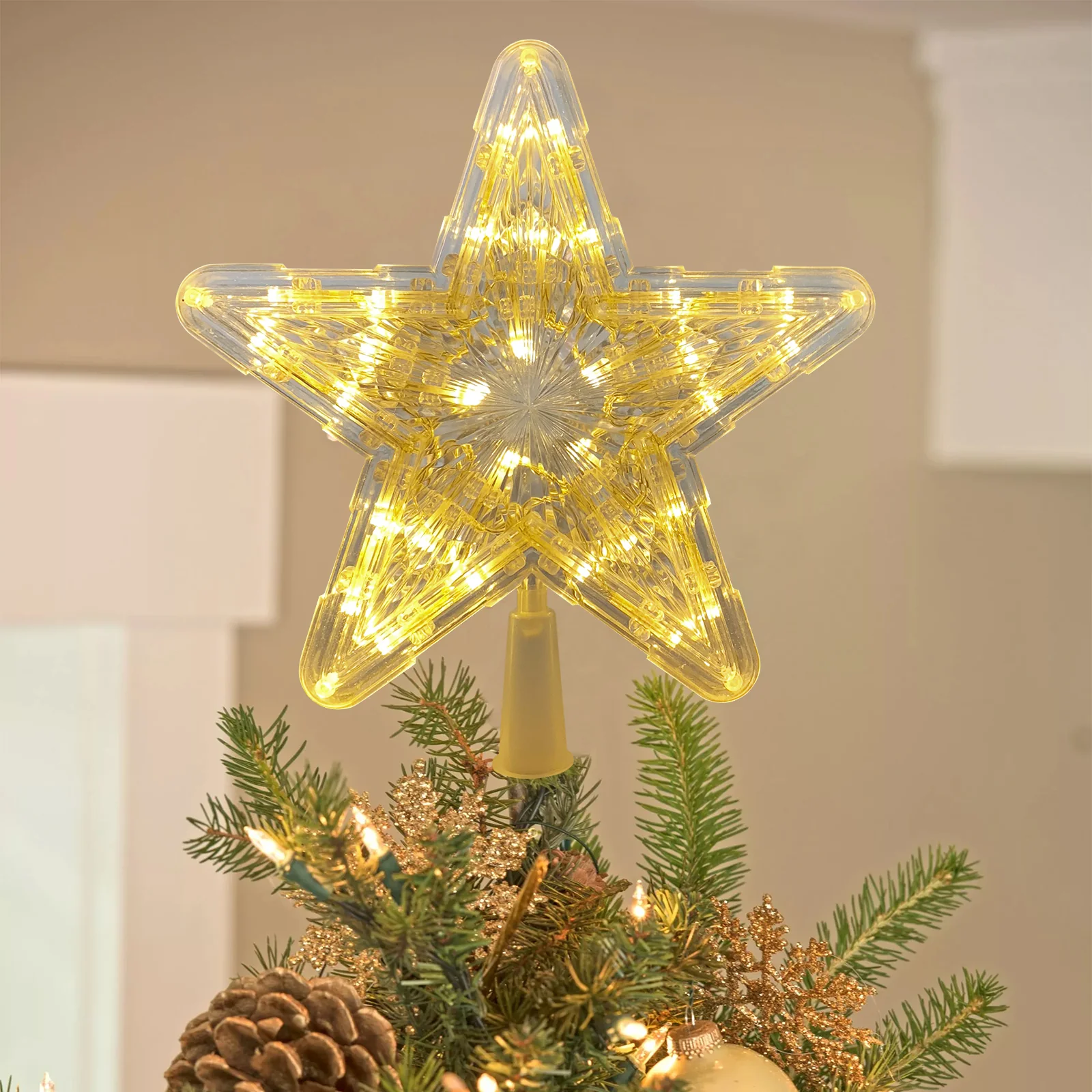 Lifeideas Decorative Star-shaped Christmas Tree Topper With LED Lights - Image 3
