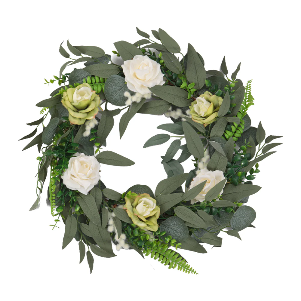 Lifeideas Farmhouse Door Artificial Rose Flower Wreath with Welcome - Image 6