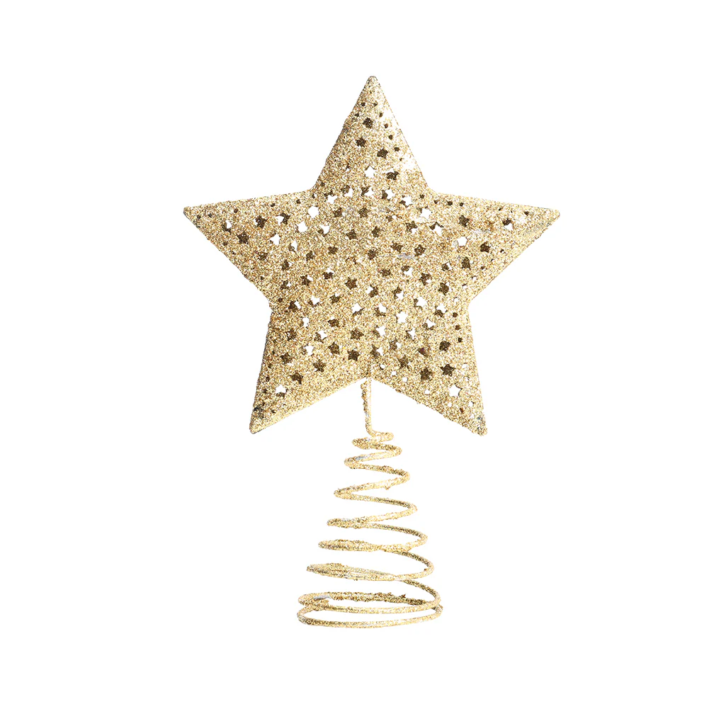 Lifeideas Golden Glitter Star Christmas Tree Topper for Home Decor - Image 7