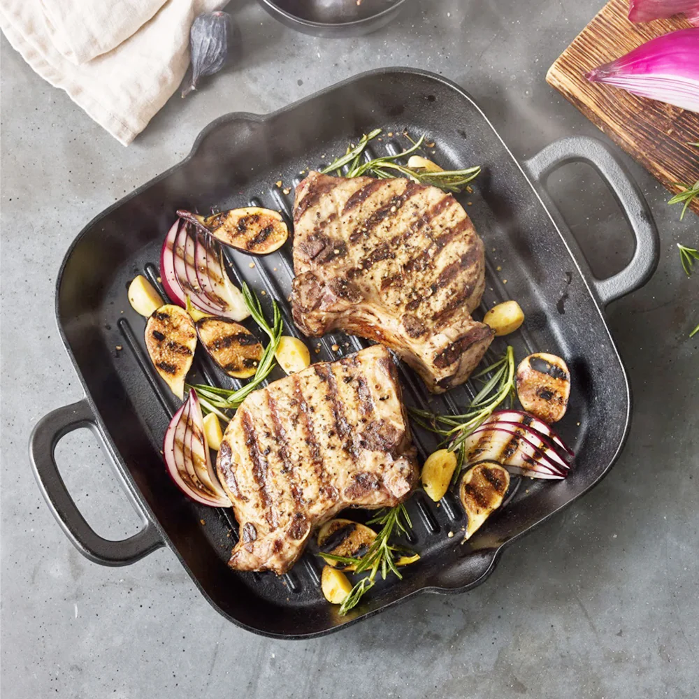 Lifeideas Pre-Seasoned Cast Iron Grill Pan with Dual Handles - Image 2