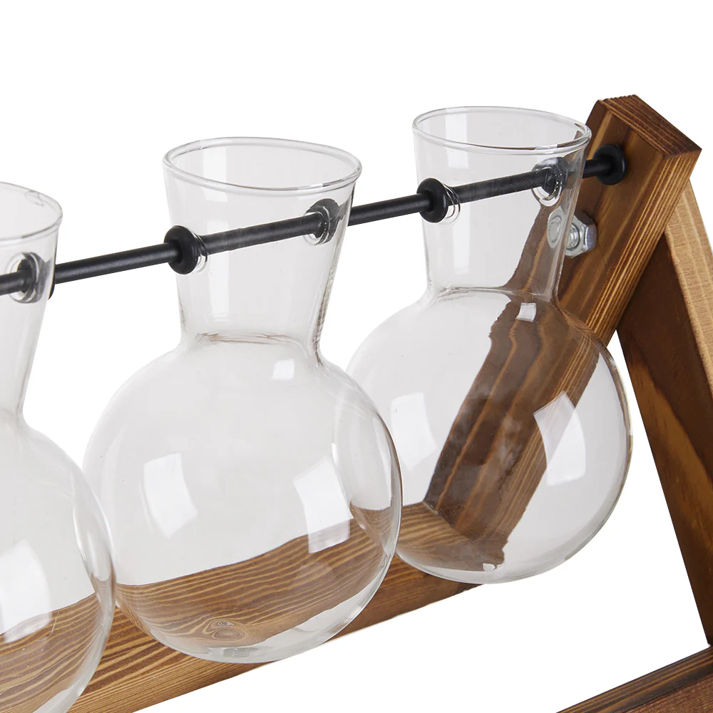 Lifeideas Wooden Plant Propagation Station with 5 Bulbs Vase - Image 3