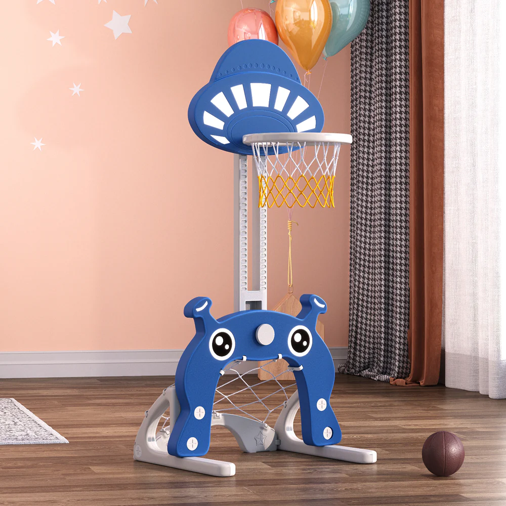 Livingandhome 2-in-1 Toddler Basketball Hoop Football Goal Set