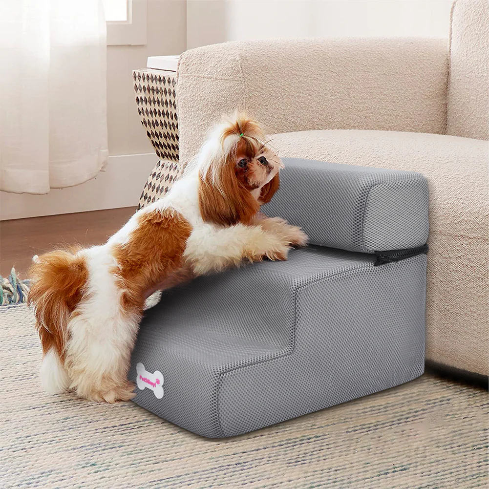 Livingandhome 3-step Upholstered Pet Stairs - Image 2