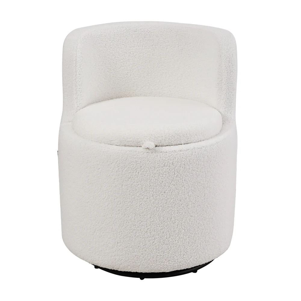 Livingandhome 360° Upholstered Sherpa Swivel Chair With Hidden Storage - Image 2