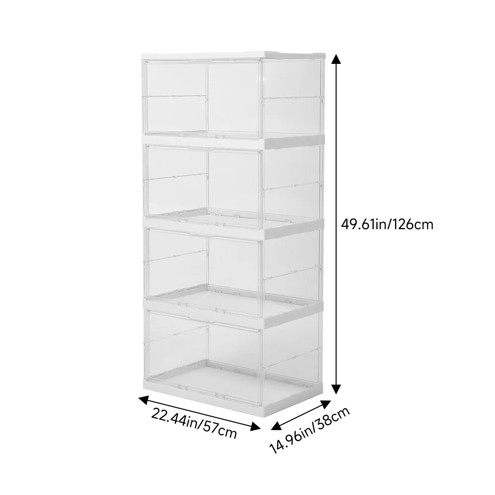 Livingandhome 4-Tier Foldable Storage Box with Magnetic Doors - Image 7