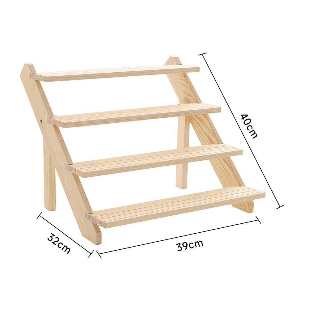 Livingandhome 4 Tier Solid Wood Display Rack - Image 3