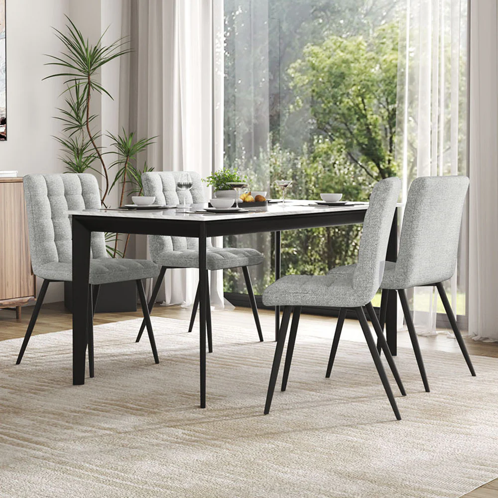 Livingandhome 4Pcs Tufted Modern Armless Dining Chairs With Metal Legs