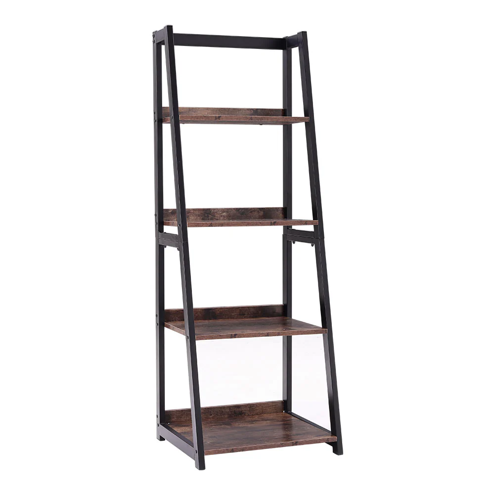 Livingandhome 5-Tier Industrial Wooden Open Shelf Ladder Bookcase - Image 3