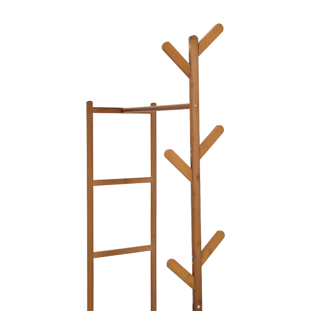 Livingandhome 52cm Multi-functional Wooden Coat Rack with Storage Drawers - Image 4