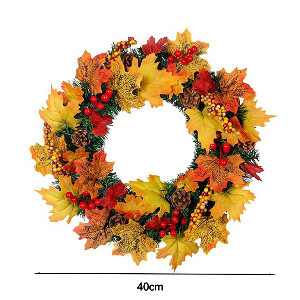 Livingandhome Artificial Maple Leaf Wreath Outdoor Decoration for Christmas - Image 6