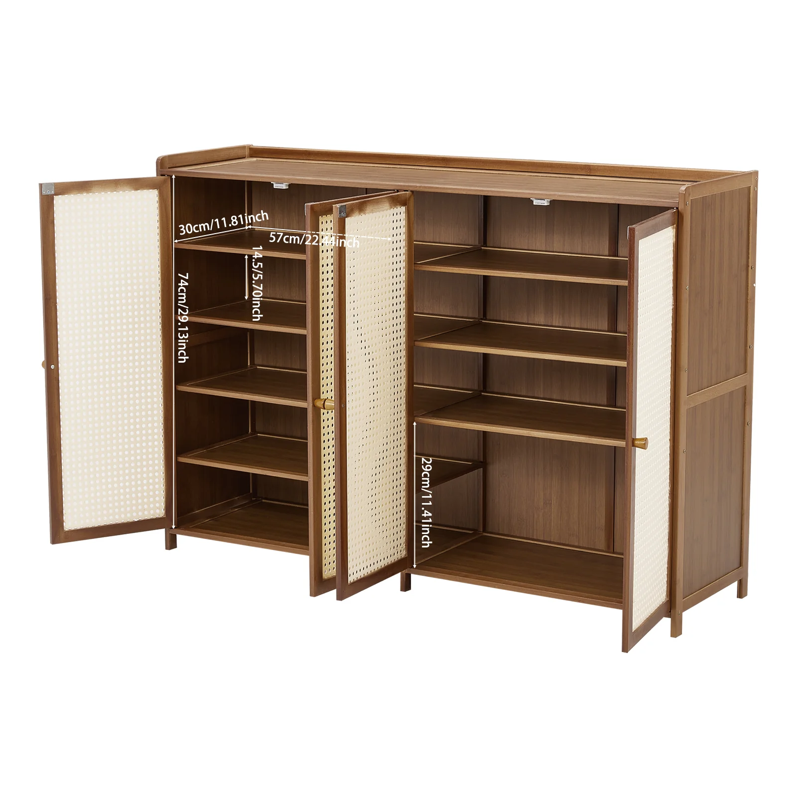 Livingandhome Bamboo Shoe Storage Cabinet with Doors - Image 7