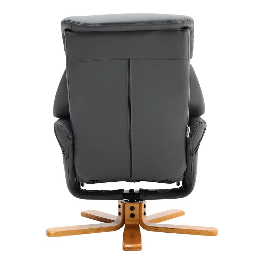 Livingandhome Brown Faux Leather Swivel Recliner Set - Image 6
