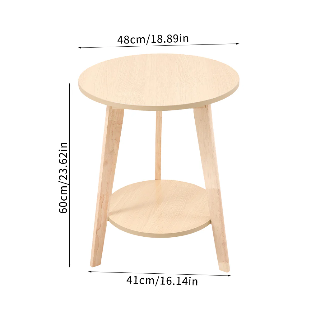 Livingandhome Compact Round Wooden Side Table - Image 2