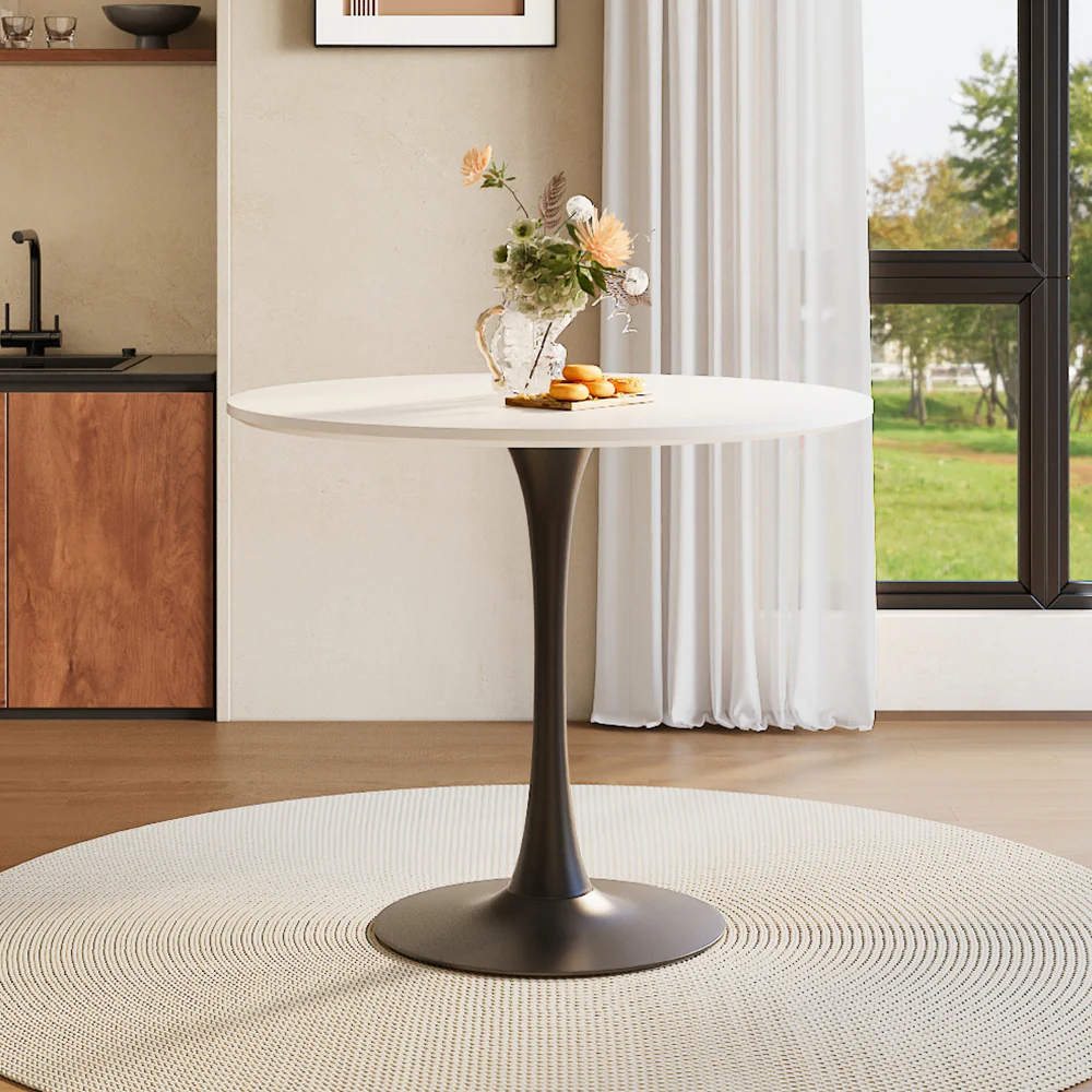 Livingandhome Contemporary Round Wooden Table