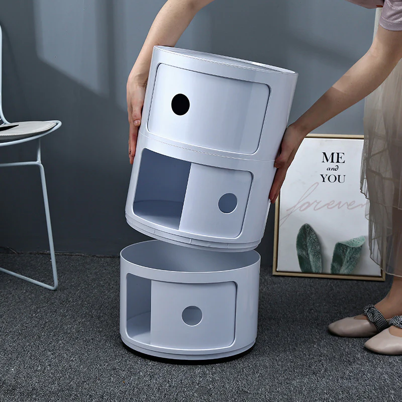 Livingandhome Cylindrical Plastic Storage Drawer Unit - Image 2