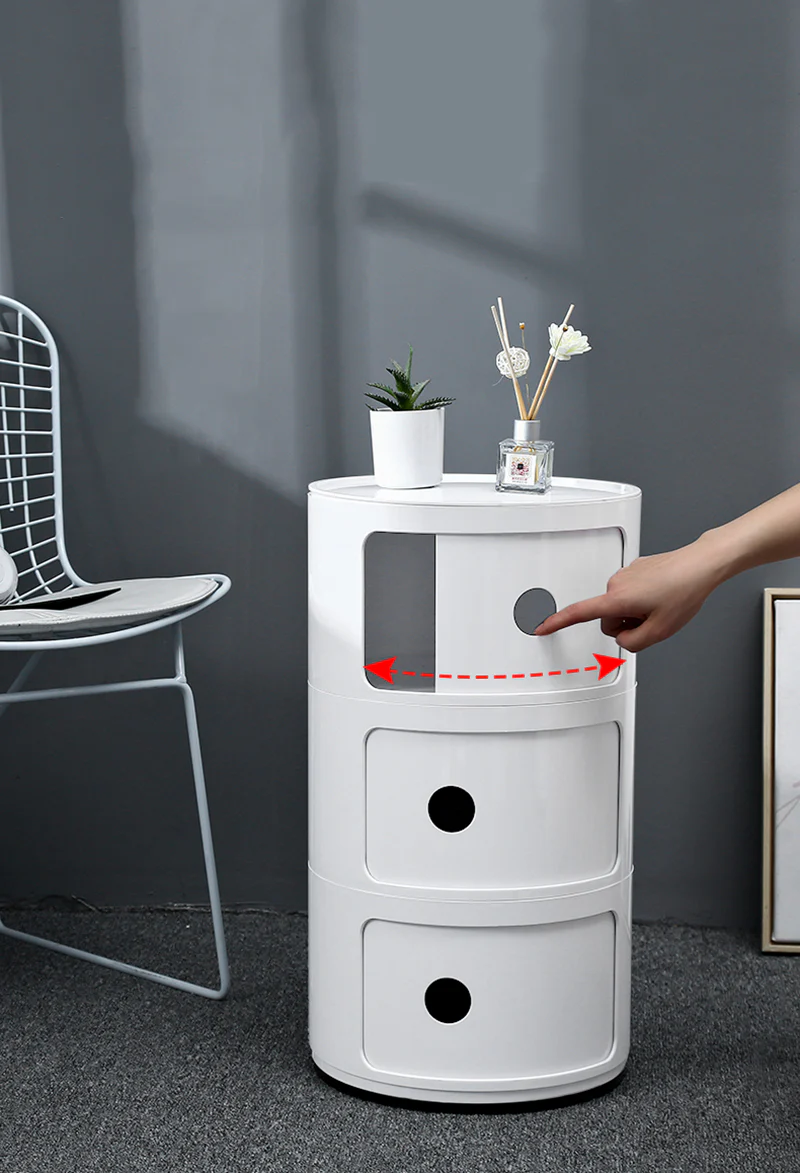 Livingandhome Cylindrical Plastic Storage Drawer Unit - Image 3